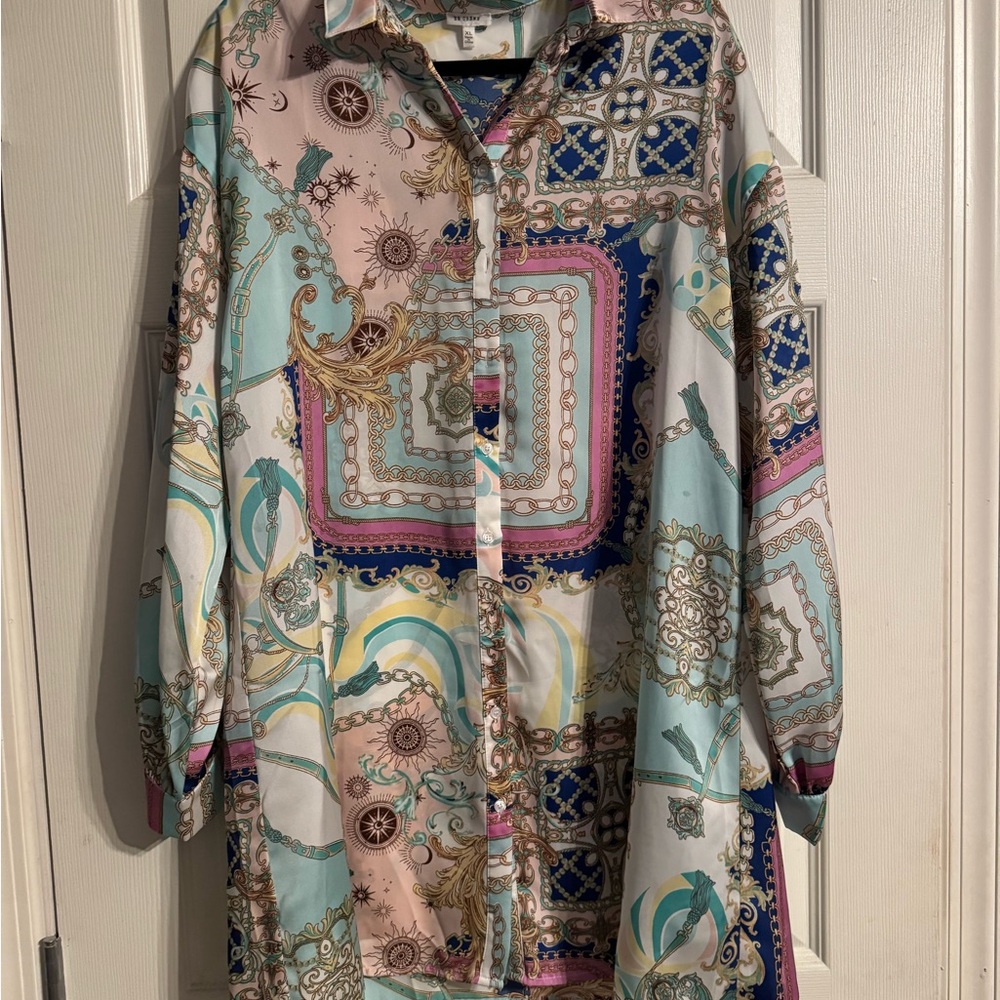 Colorful Patterned Button-Up Shirt